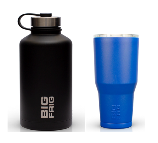 2 BIG FRIG 64 OZ GROWLERS AND 2 32 OZ TUMBLERS